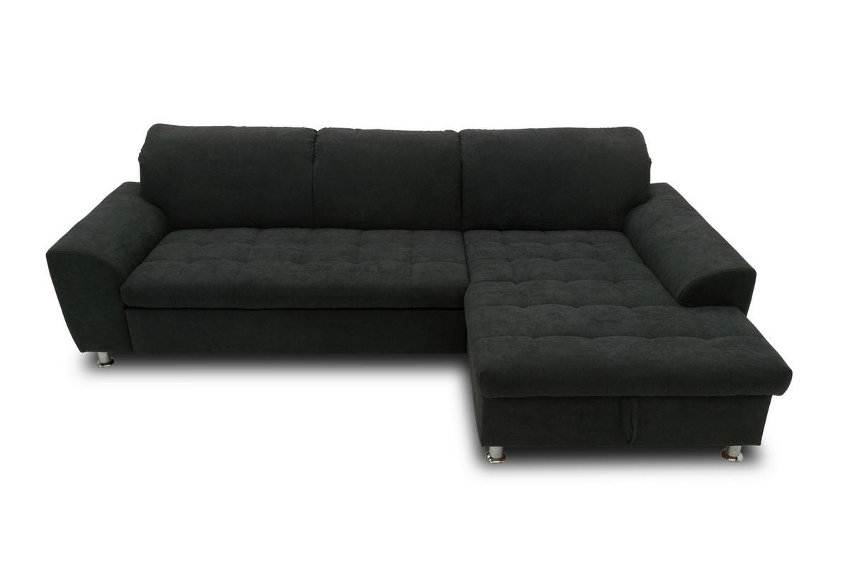 ECKSOFA MERIDIAN Schwarz Mikrofaser  - Chromfarben/Schwarz, KONVENTIONELL, Textil/Metall (278/171cm) - MID.YOU