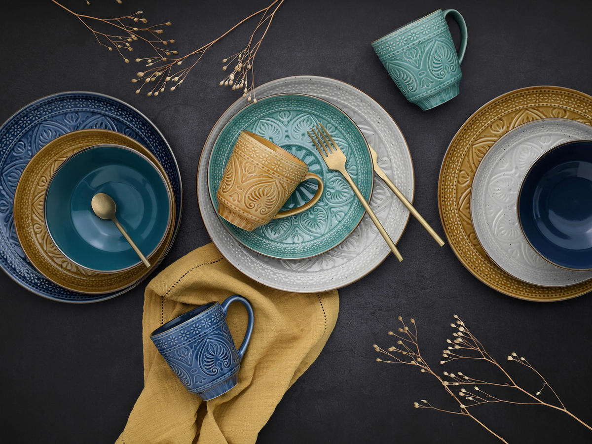 KOMBISERVICE 16-teilig  - Smaragdgrün/Gelb, LIFESTYLE, Keramik (33/30/32cm) - Creatable