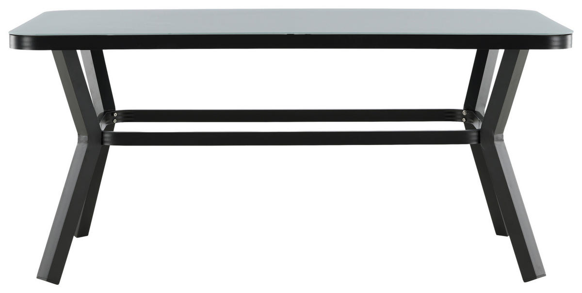 GARTENTISCH 160/90/74 cm Metall, Glas rechteckig  - Schwarz/Grau, KONVENTIONELL, Glas/Metall (160/90/74cm) - Gardenson