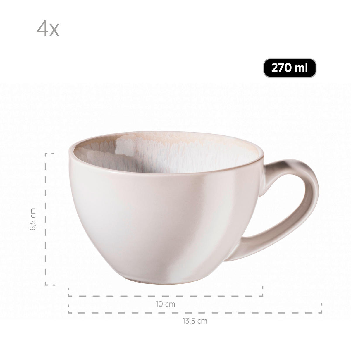 KAFFEESERVICE Frozen 8-teilig  - Weiss, Basics, Keramik (13,5/6,5/10cm) - Mäser