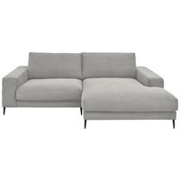 ECKSOFA Hellgrau Feincord  - Hellgrau/Schwarz, Design, Textil/Metall (253/177cm) - Dieter Knoll