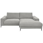 ECKSOFA  in Feincord Hellgrau  253/177 cm  - Hellgrau/Schwarz, Design, Textil/Metall (253/177cm) - Dieter Knoll
