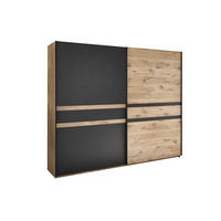 SCHWEBETÜRENSCHRANK in Graphitfarben, Eichefarben  - Eichefarben/Graphitfarben, Design, Holzwerkstoff/Metall (270/228/60cm) - Xora
