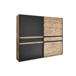 SCHWEBETÜRENSCHRANK  in Graphitfarben, Eichefarben  - Eichefarben/Graphitfarben, Design, Holzwerkstoff/Metall (270/228/60cm) - Xora