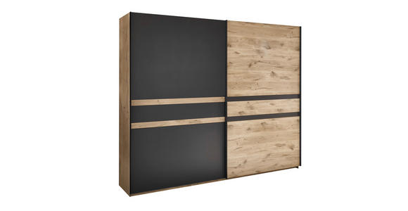 SCHWEBETÜRENSCHRANK  in Graphitfarben, Eichefarben  - Eichefarben/Graphitfarben, Design, Holzwerkstoff/Metall (270/228/60cm) - Xora