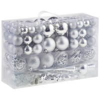 CHRISTBAUMKUGEL-SET 111-teilig  - Silberfarben, Trend, Kunststoff (36/23/12cm) - X-Mas
