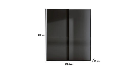 SCHWEBETÜRENSCHRANK 200/217/67 cm 3-türig Graphitfarben - Graphitfarben, Design, Holzwerkstoff/Metall (200/217/67cm) - Novel