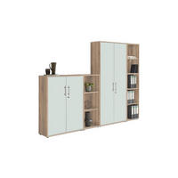 AKTENSCHRANK Weiß, Sonoma Eiche  - Weiß/Sonoma Eiche, MODERN, Holzwerkstoff (257/186/33cm) - MID.YOU
