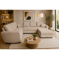 WOHNLANDSCHAFT SORINA Hellbraun Cord  - Hellbraun/Schwarz, Design, Kunststoff/Textil (202/305/157cm) - MID.YOU