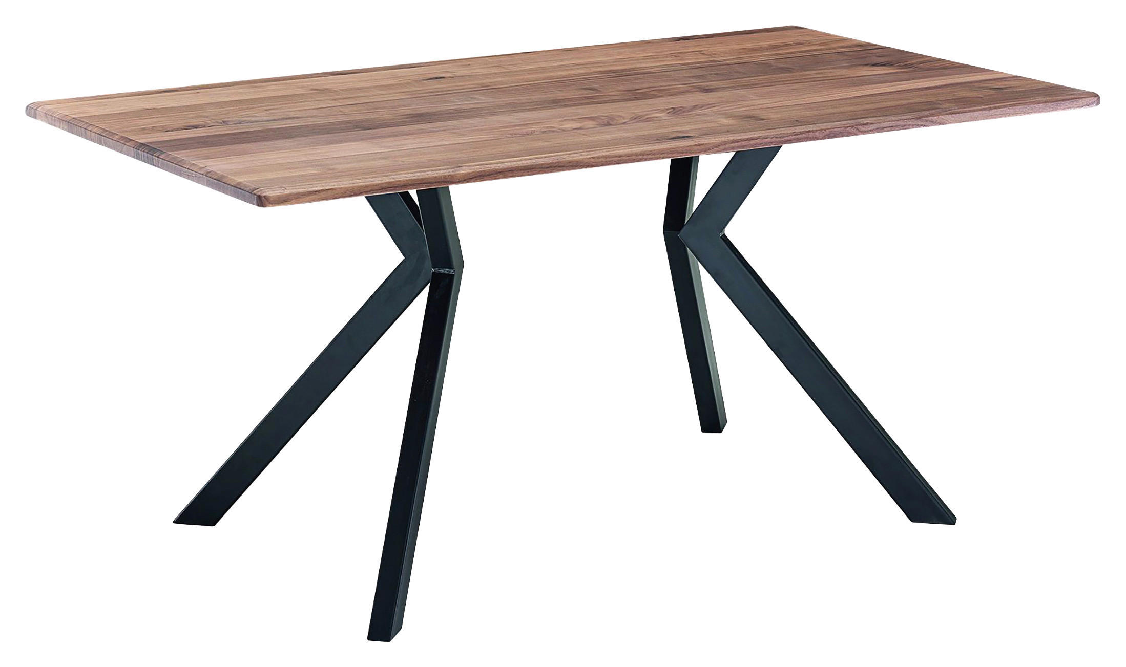 ESSTISCH 160/90/76 cm Echtholz  Holz, Metall in verschiedenen Größen erhältlich, in verschiedenen Holzarten erhältlich rechteckig Schwarz, Nussbaumfarben  - Nussbaumfarben/Schwarz, KONVENTIONELL, Holz/Metall (160/90/76cm) - Venda