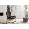 SCHAUKELSTUHL in Teddystoff Dunkelgrau  - Dunkelgrau/Eichefarben, MODERN, Holz/Textil (75/106/102cm) - Livetastic