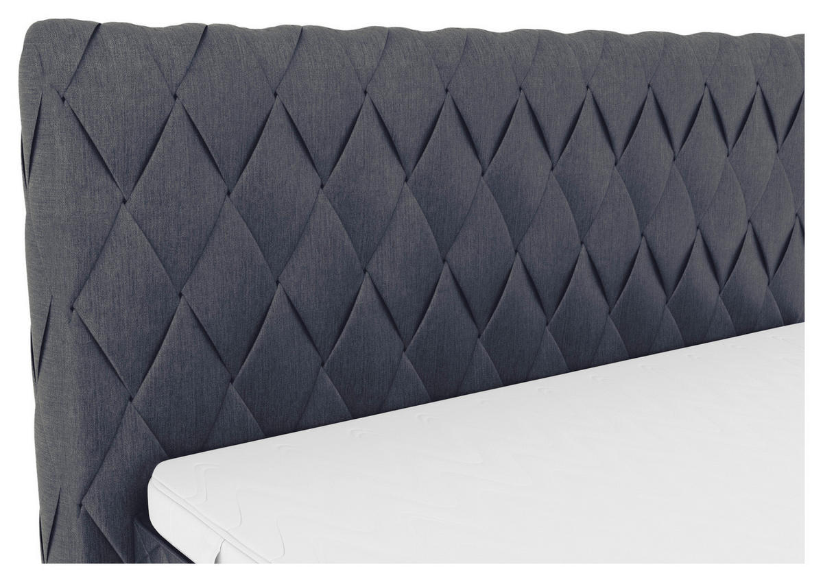 BOXSPRINGBETT 180/200 cm  in Graublau  - Graublau/Schwarz, Design, Textil/Metall (180/200cm) - Boxxx