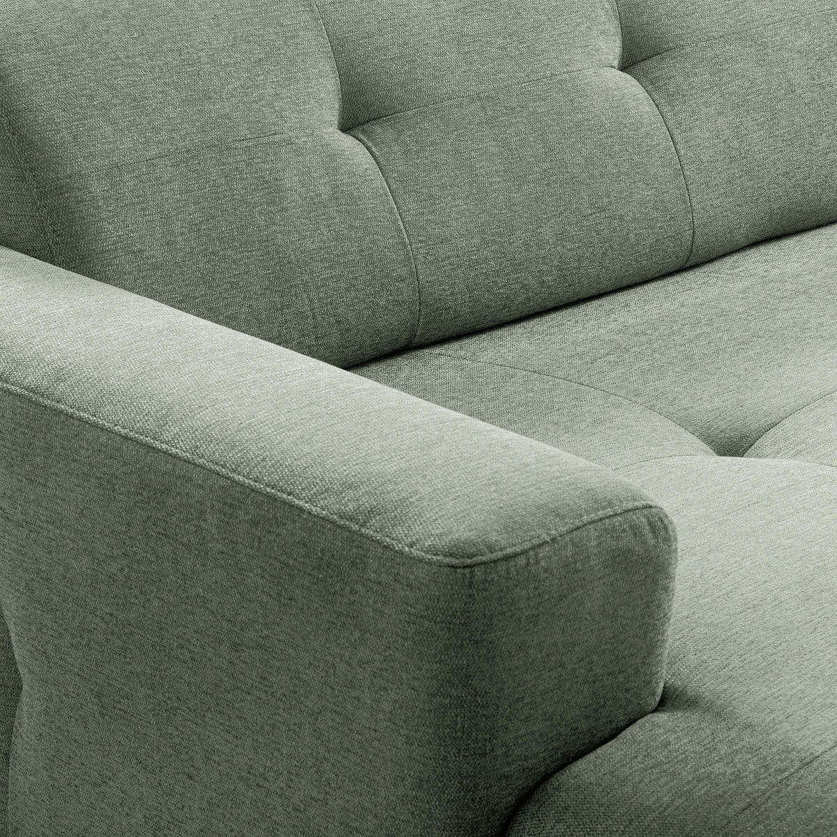 ECKSOFA AUSTIN Salbeigrün Flachgewebe Sitztiefenverstellung  - Salbeigrün/Schwarz, Design, Kunststoff/Textil (169/286cm) - Livetastic