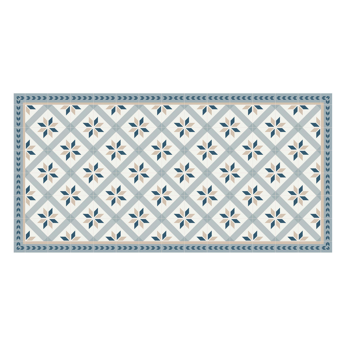 OUTDOORTEPPICH 70/140 cm Fliesen Creme, Grau, Pastellblau  - Pastellblau/Creme, Basics, Kunststoff (70/140cm)