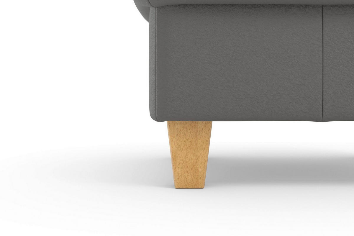 HOCKER PALMERA E Echtleder Mokka  - Eichefarben/Mokka, Basics, Leder/Holz (58/48/58cm) - Sit & More