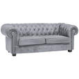 CHESTERFIELD-SOFA Webstoff Hellgrau  - Wengefarben/Hellgrau, LIFESTYLE, Holz/Textil (206/76,5/96cm) - Landscape