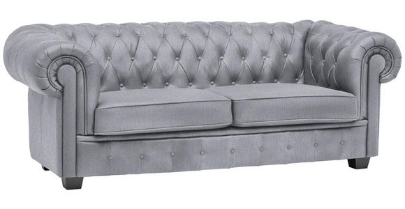 CHESTERFIELD-SOFA Webstoff Hellgrau  - Wengefarben/Hellgrau, LIFESTYLE, Holz/Textil (206/76,5/96cm) - Landscape