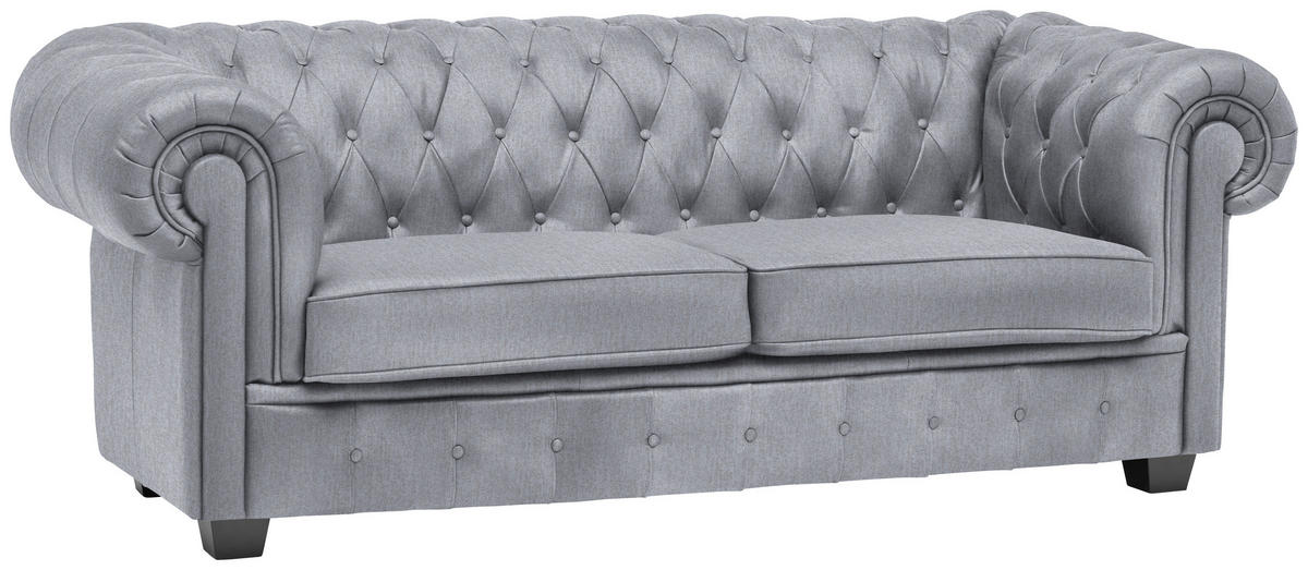 CHESTERFIELD-SOFA in Webstoff Hellgrau  - Wengefarben/Hellgrau, LIFESTYLE, Holz/Textil (206/76,5/96cm) - Landscape
