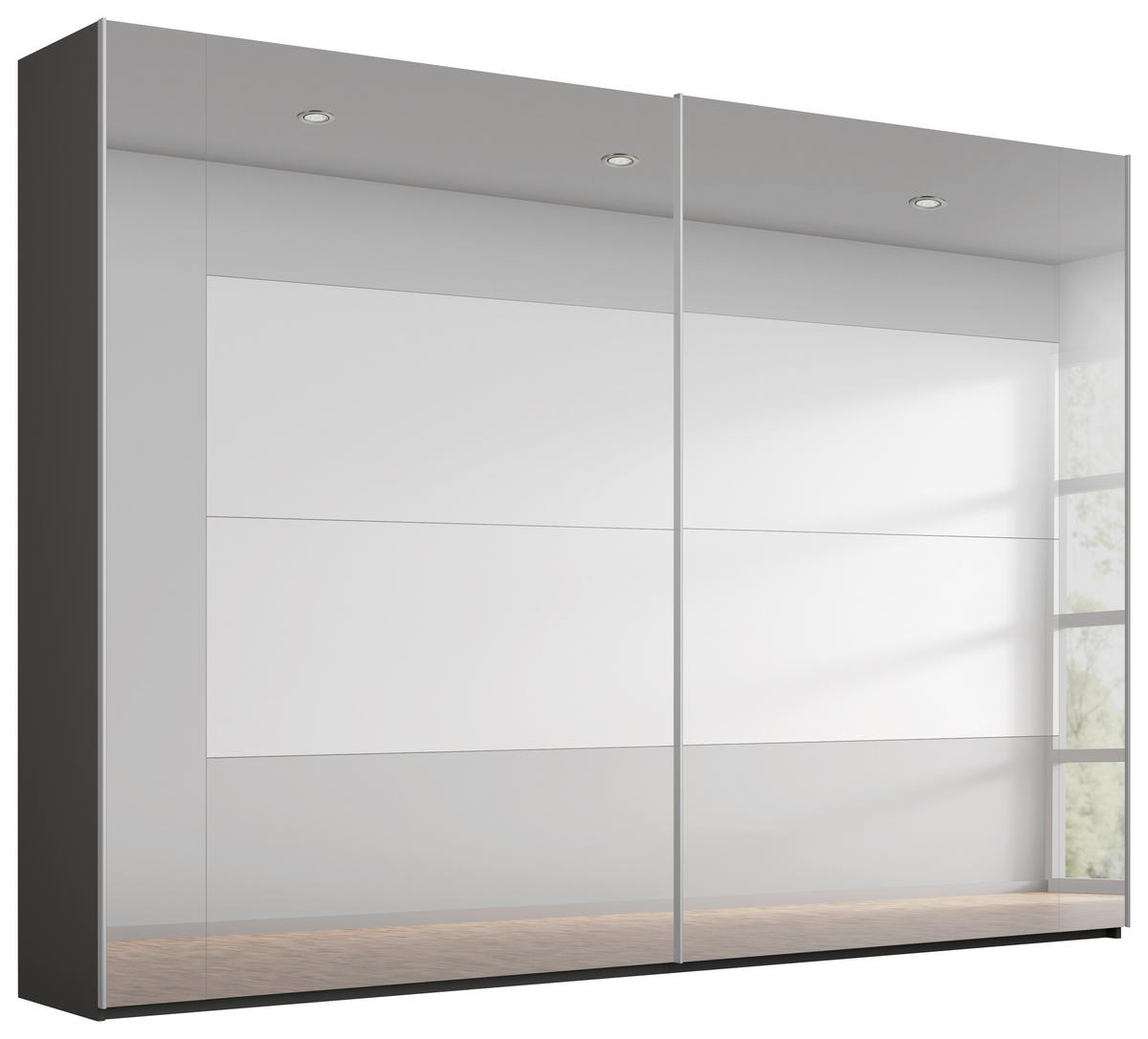 SCHWEBETÜRENSCHRANK 271/223/68 cm 2-türig Graphitfarben, Grau  - Graphitfarben/Grau, KONVENTIONELL, Glas/Holzwerkstoff (271/223/68cm) - Xora