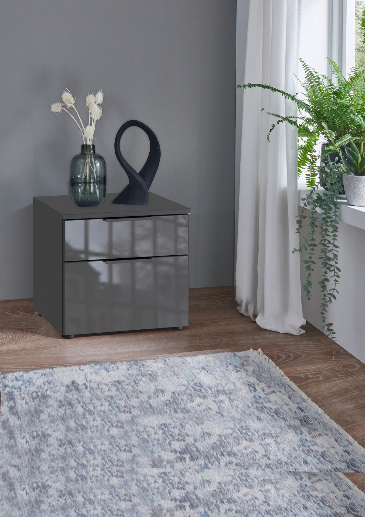 ÉJJELISZEKRÉNY - fekete, Basics, műanyag/faalapú anyag (41/39/41cm) - Hom`in