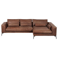 ECKSOFA in Echtleder Braun  313/172 cm  - Schwarz/Braun, Design, Leder/Metall (313/172cm) - Livetastic