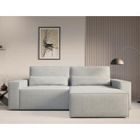 ECKSOFA BRAZIL MINI L Hellgrau Schlaffunktion, Rücken echt  - Hellgrau, Design, Textil (248/162cm) - MID.YOU