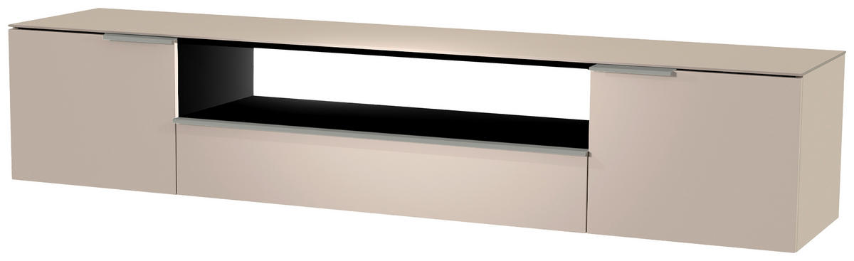 LOWBOARD  in 210/41/45 cm  - Sandfarben/Alufarben, Design, Glas/Holzwerkstoff (210/41/45cm) - Moderano