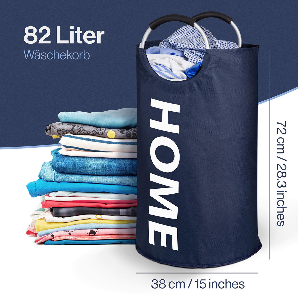 WÄSCHESACK - Dunkelblau, Basics, Kunststoff (38/38/72cm)