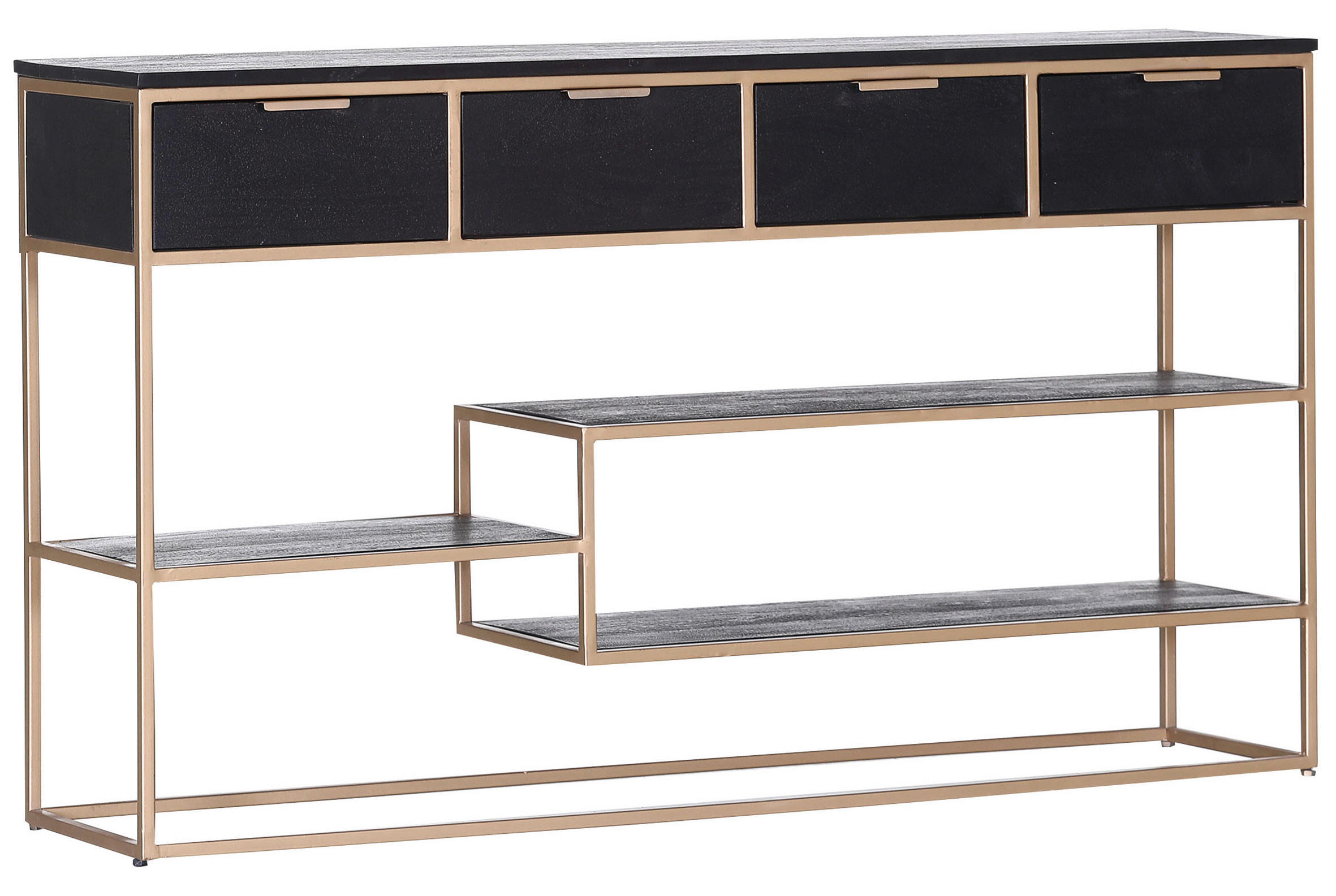 KONSOLENTISCH in Holz 141/33/80 cm    - Goldfarben/Schwarz, Design, Holz/Metall (141/33/80cm) - Lomoco