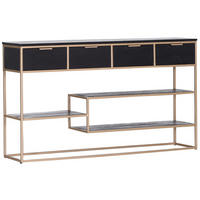 TABLE CONSOLEbois 141/33/80 cm   - noir/doré, Design, métal/bois (141/33/80cm) - Lomoco