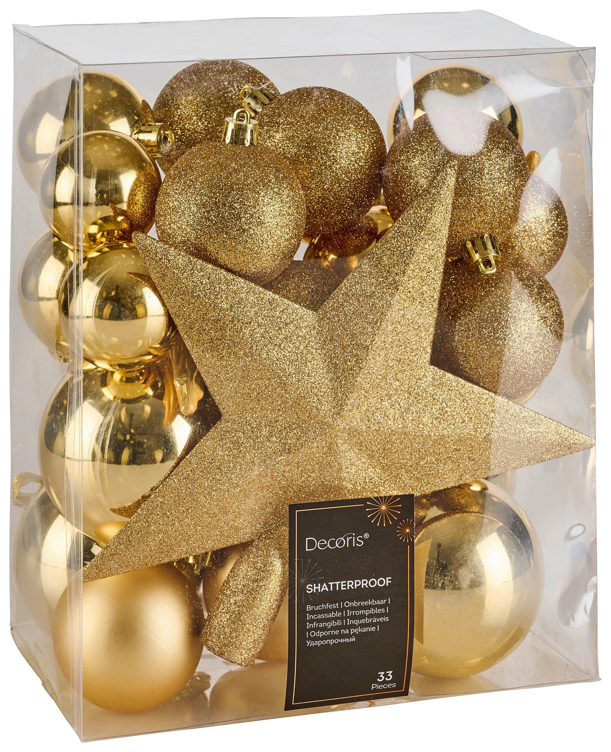 CHRISTBAUMKUGEL-SET 5 cm 33-teilig  - Goldfarben, Kunststoff (5cm) - X-Mas