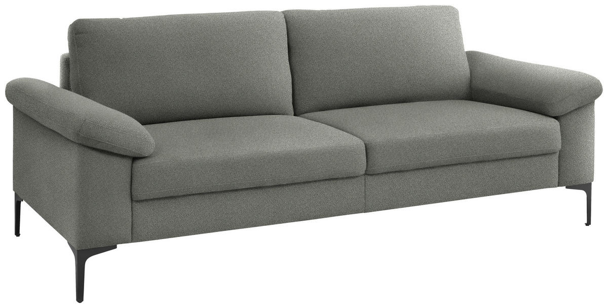3-SITZER-SOFA in Flachgewebe Graugrün  - Schwarz/Graugrün, Design, Textil/Metall (226/89/97cm) - Pure Home Lifestyle