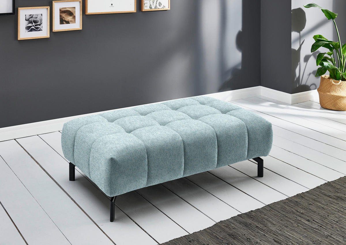 ECKSOFA in Chenille Hellblau  - Schwarz/Hellblau, Design, Textil/Metall (329/190cm) - Beldomo Style