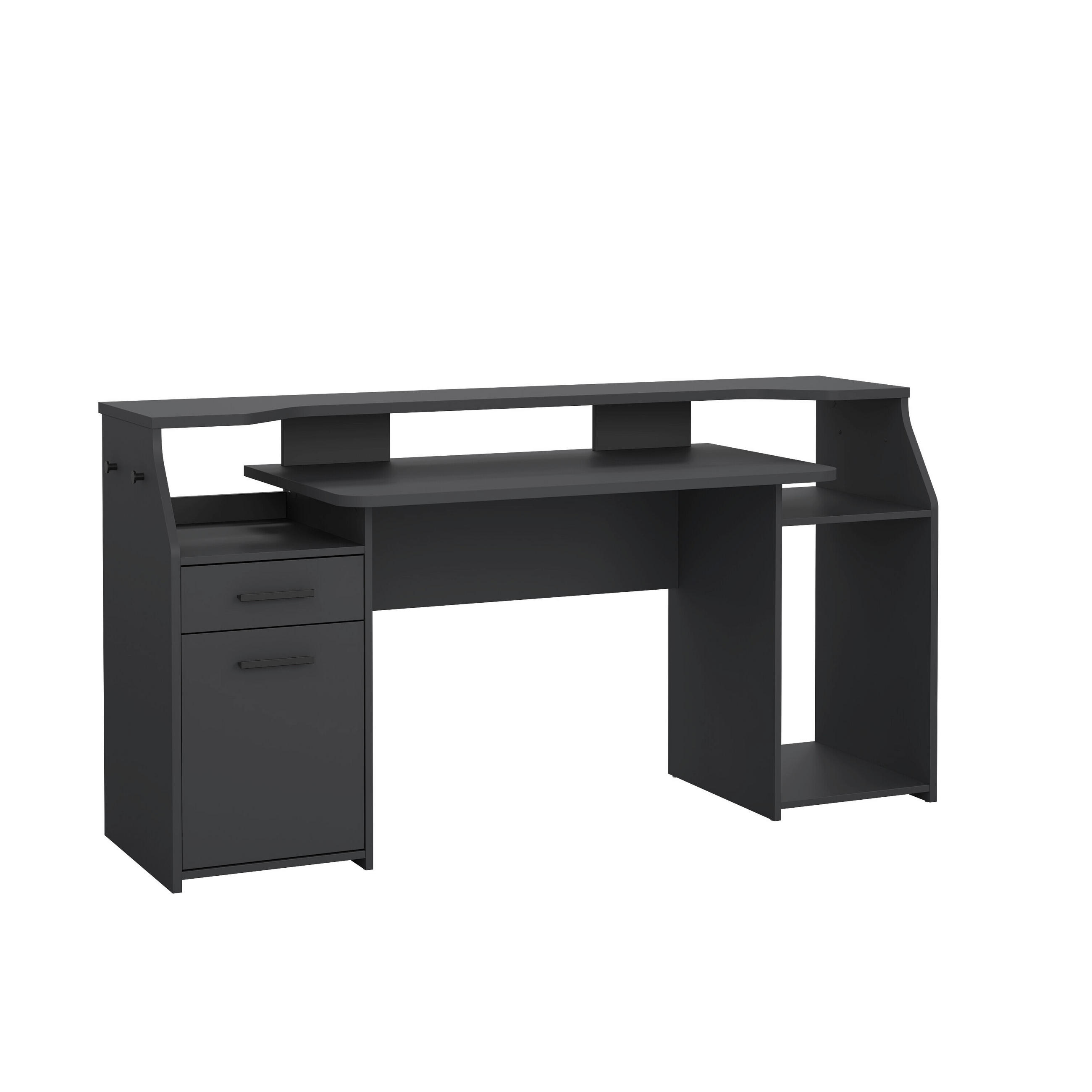 GAMINGTISCH 171/48/89,2 cm  in Grau  - Schwarz/Grau, Modern, Holzwerkstoff/Metall (171/48/89,2cm) - MID.YOU