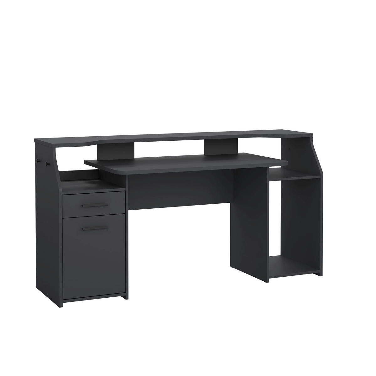 GAMINGTISCH 171/48/89,2 cm  in Grau  - Schwarz/Grau, Modern, Holzwerkstoff/Metall (171/48/89,2cm) - MID.YOU