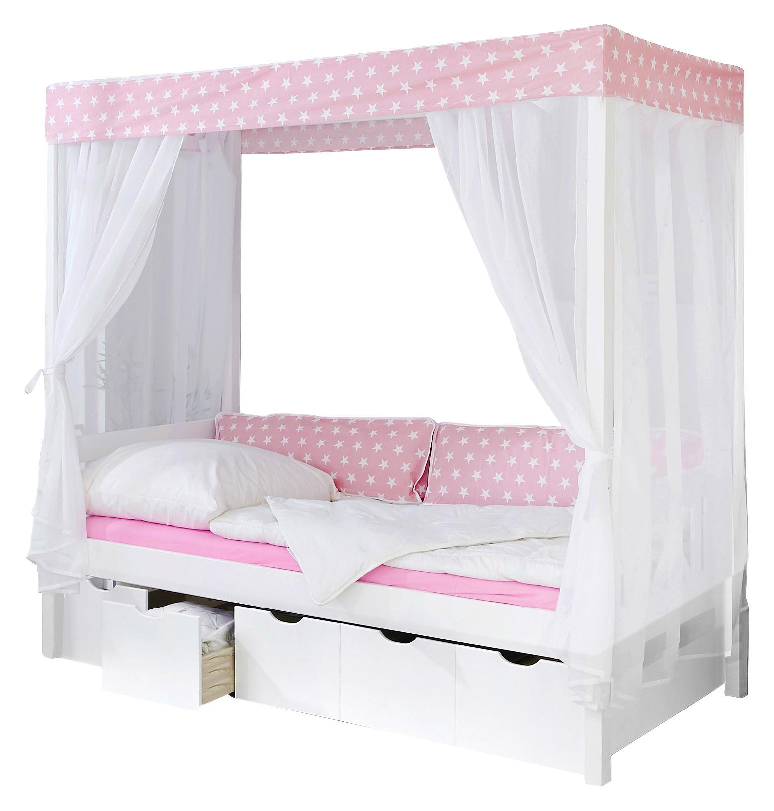 Himmelbett in Rosa, Weiß
