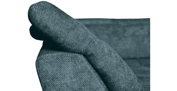 WOHNLANDSCHAFT Blau Struktur - Blau/Schwarz, KONVENTIONELL, Textil/Metall (253/357/188cm) - Carryhome