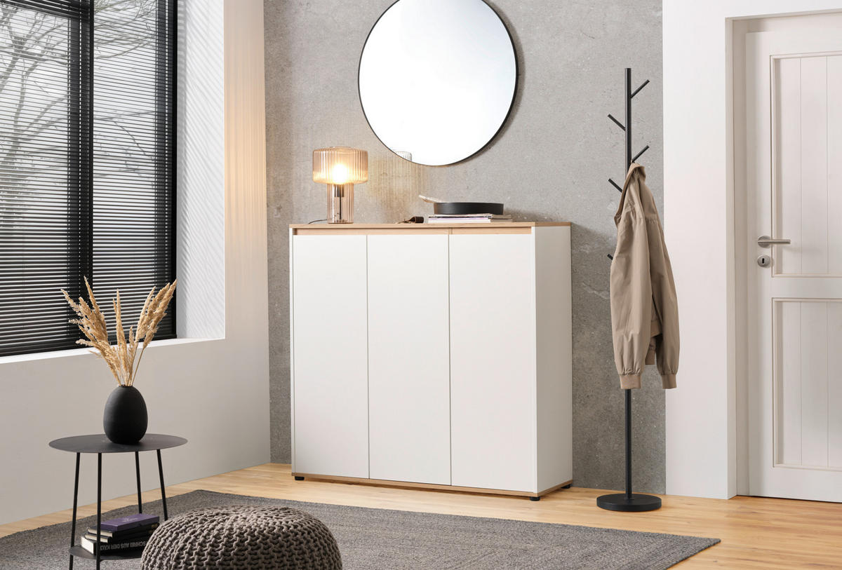 OMARA ZA ČEVLJE bela, hrast artisan - bela/hrast artisan, Moderno, leseni material (120/115/38cm) - Carryhome