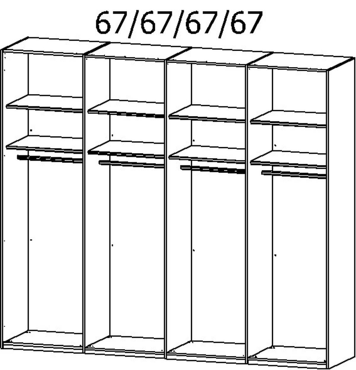 SCHWEBETÜRENSCHRANK 271/223/68 cm 4-türig Weiß  - Chromfarben/Weiß, KONVENTIONELL, Glas/Holzwerkstoff (271/223/68cm) - Novel
