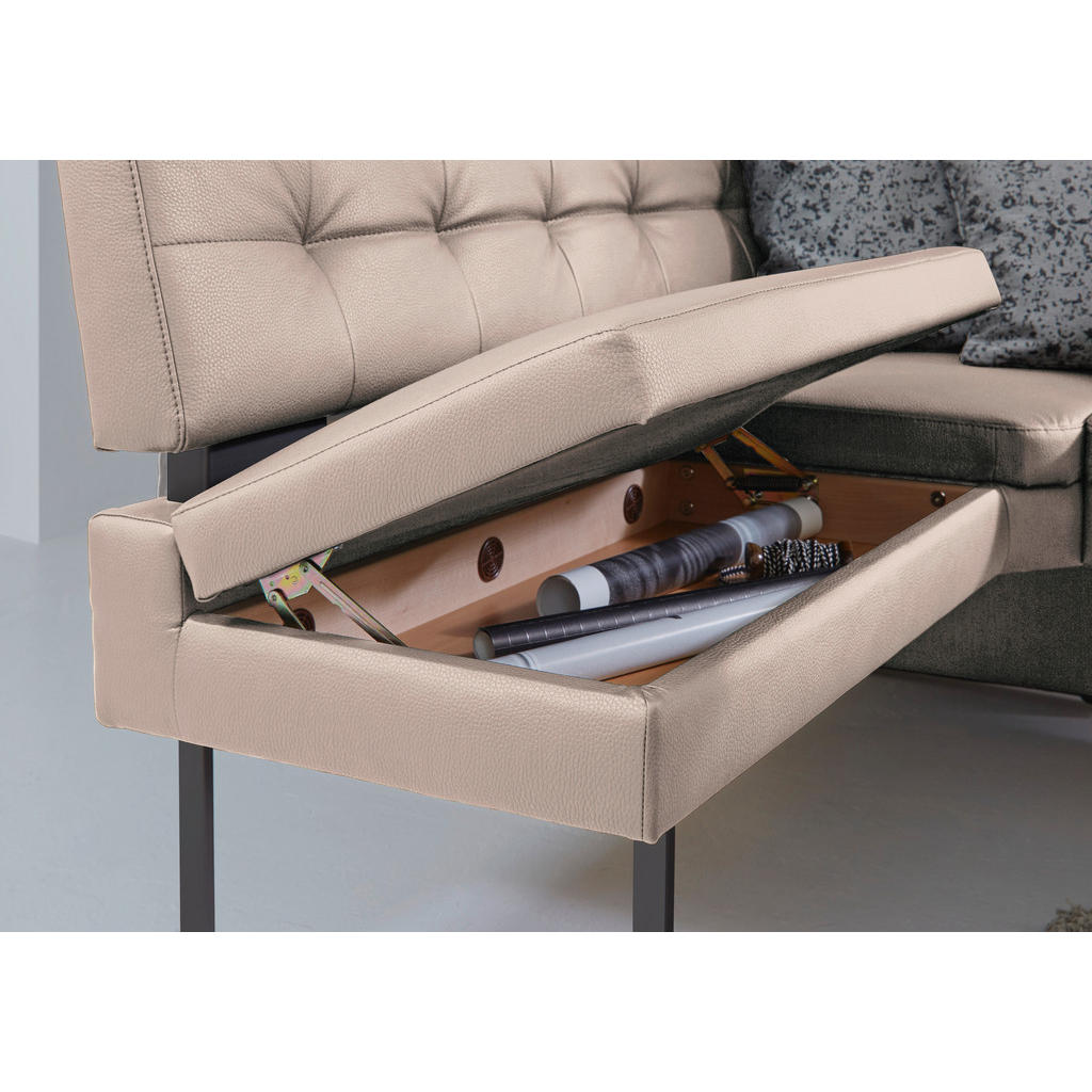 Thumbnail - Dieter Knoll Eckbank, Creme, Metall, Textil, 3-4-Sitzer, L-Form, 200x158 cm, Goldenes M, Emas, Dgm, Lederauswahl, Stoffa...