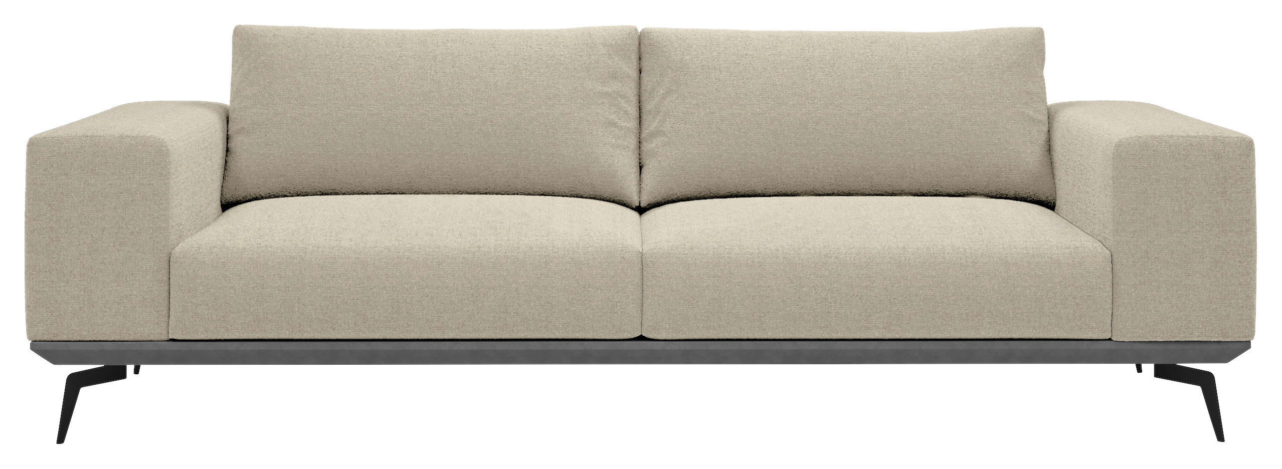 2-SITZER-SOFA Chenille Creme  - Creme/Schwarz, Design, Holz/Textil (260/87/95cm) - MID.YOU