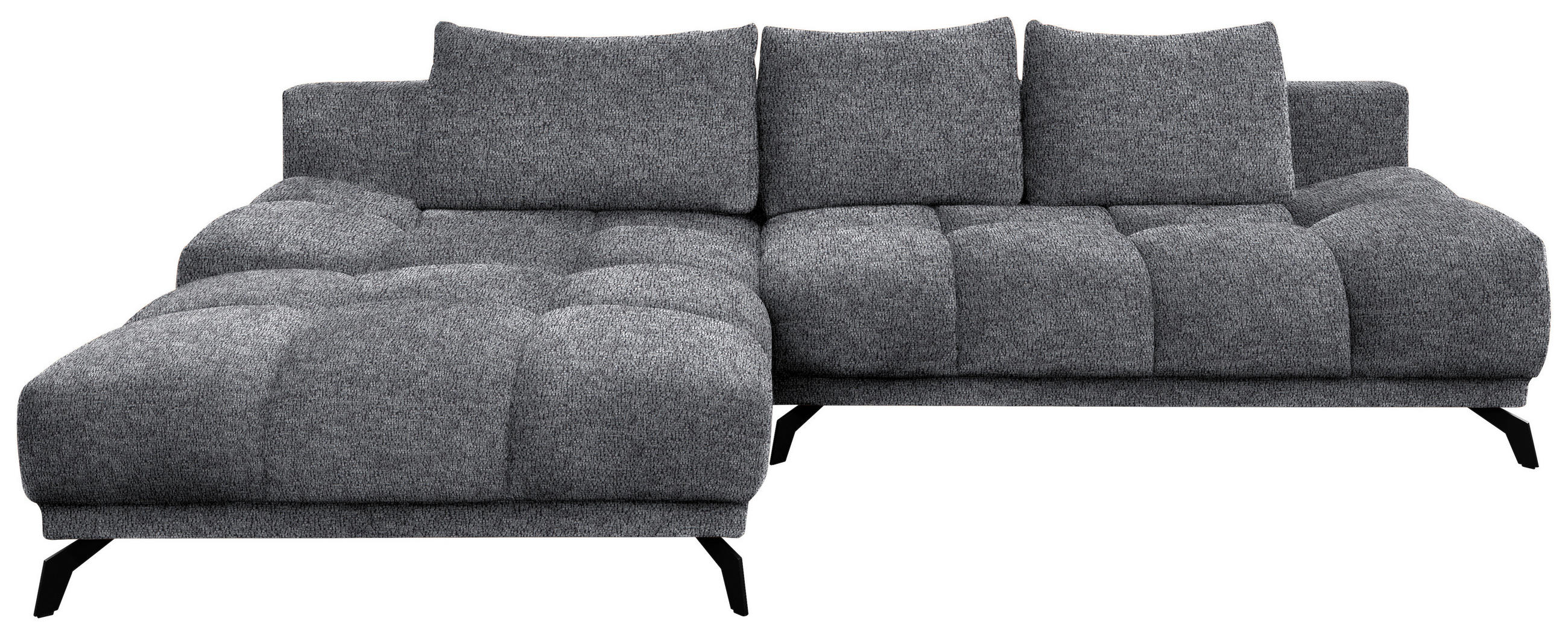 ECKSOFA in Chenille Dunkelgrau  - Dunkelgrau/Schwarz, Modern, Textil/Metall (182/290cm) - Hom`in