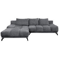 ECKSOFA in Chenille Dunkelgrau  - Dunkelgrau/Schwarz, Modern, Textil/Metall (182/290cm) - Hom`in