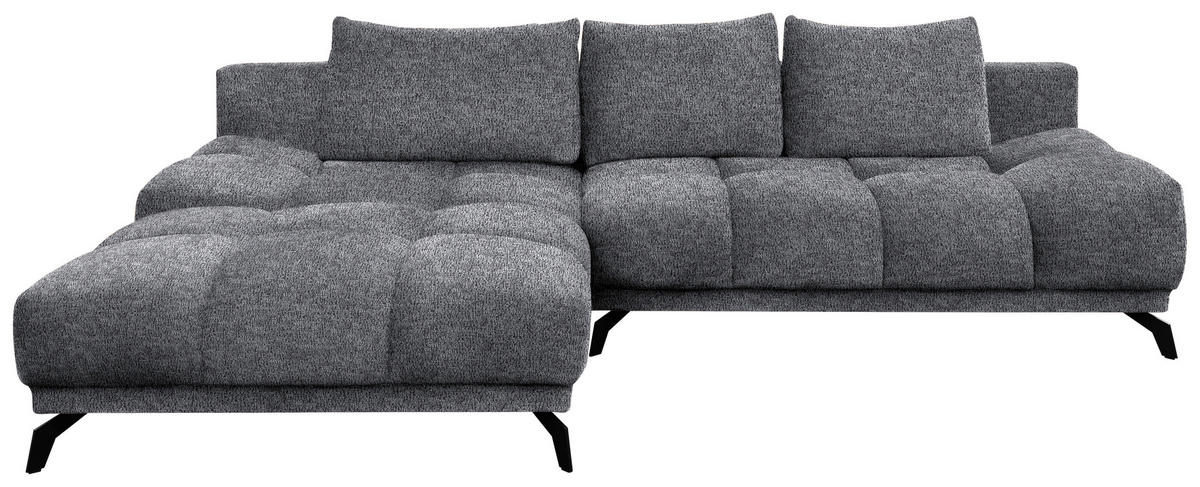 ECKSOFA in Chenille Dunkelgrau  - Dunkelgrau/Schwarz, Modern, Textil/Metall (182/290cm) - Hom`in