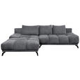 ECKSOFA in Chenille Dunkelgrau  - Dunkelgrau/Schwarz, MODERN, Textil/Metall (182/290cm) - Hom`in