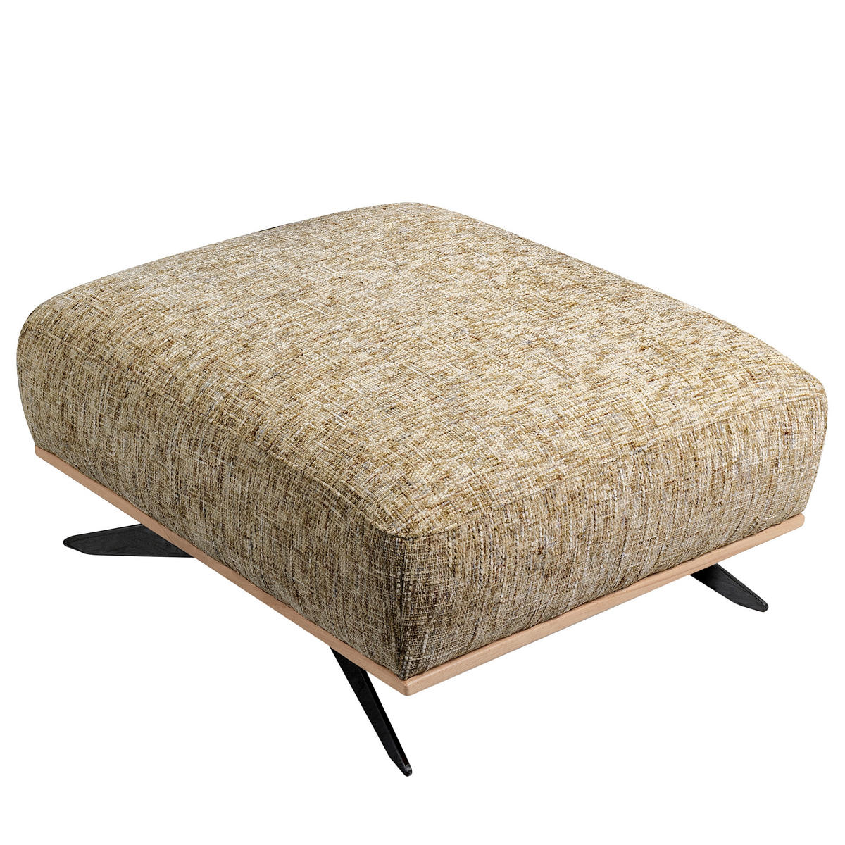 HOCKER PORTLAND Struktur Hellbraun  - Hellbraun/Schwarz, Design, Holz/Textil (95/46/80cm) - Livetastic