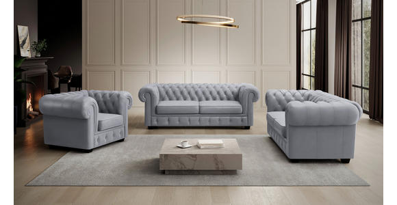 CHESTERFIELD-SESSEL - Wengefarben/Hellgrau, LIFESTYLE, Holz/Textil (115/76,5/96cm) - Landscape