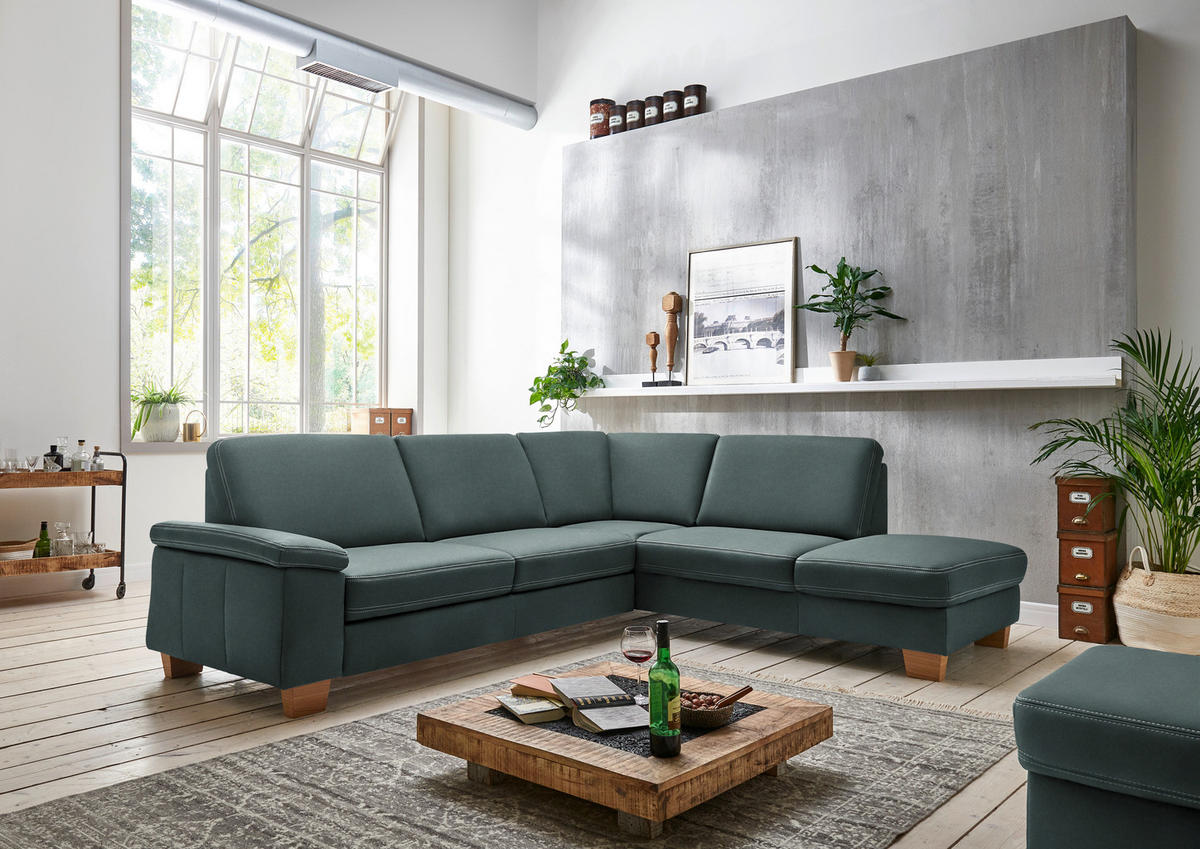 ECKSOFA Echtleder Opal  - Eichefarben/Beige, Konventionell, Leder/Holzwerkstoff (274/235cm) - Beldomo Premium