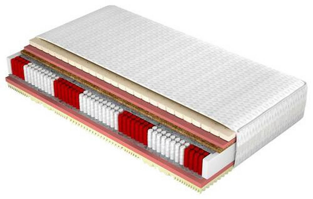 TASCHENFEDERKERNMATRATZE 180/200 cm Höhe ca. 25 cm 7 -Zonen - Weiß, Basics, Textil (180/200cm) - home24