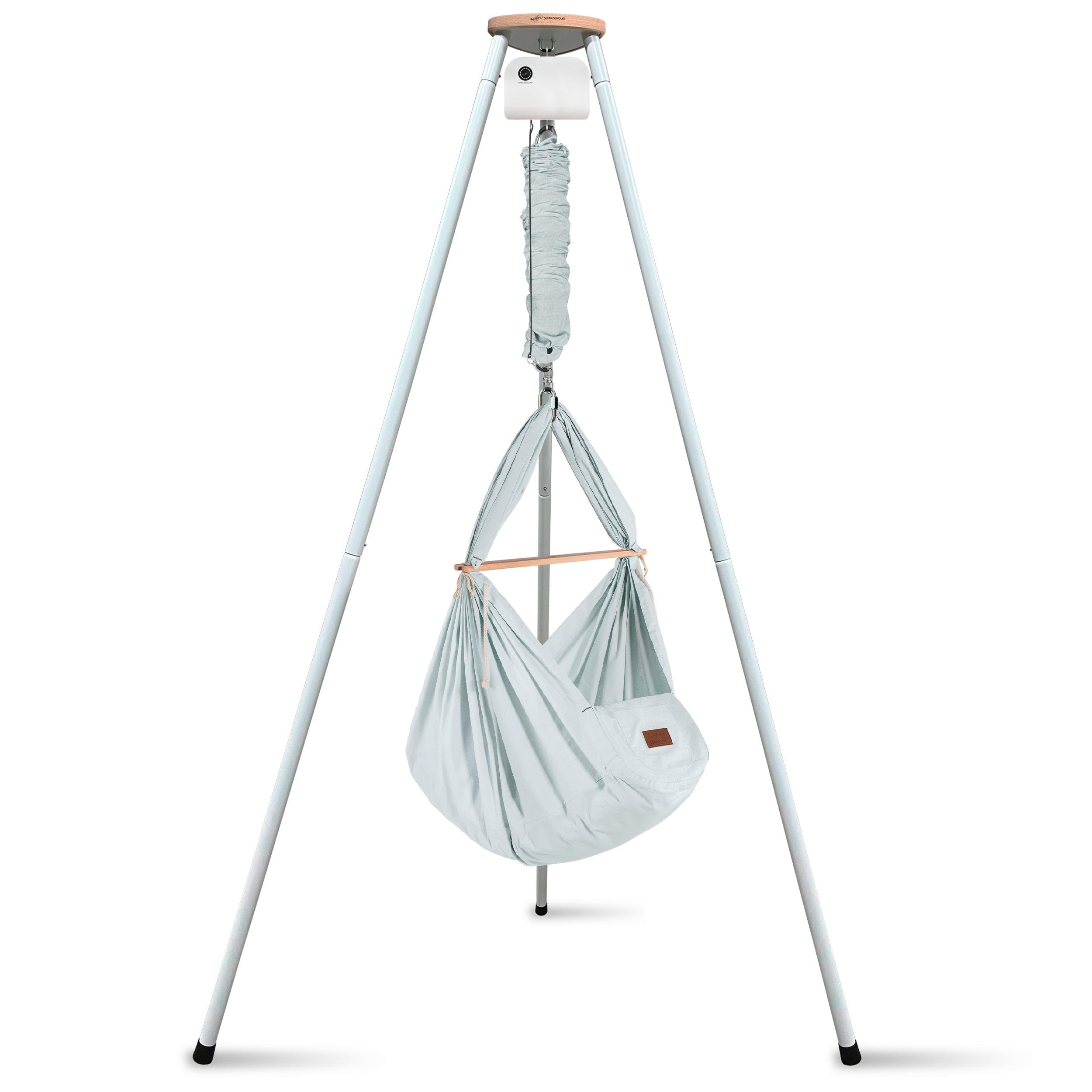 FEDERWIEGE BIO GREYAIR  Hellgrau, Weiß  - Hellgrau/Weiß, Basics, Kunststoff/Textil (135/194/135cm) - SCHMUSEWOLKE